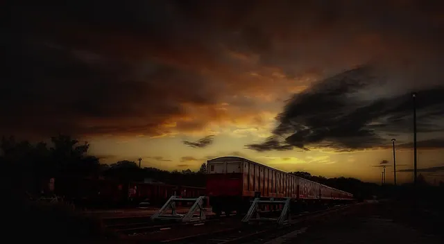 train, railroad, dark, abandoned railroad, abandoned railway, railway, rail, rail track, evening, night, train, train, train, train, train