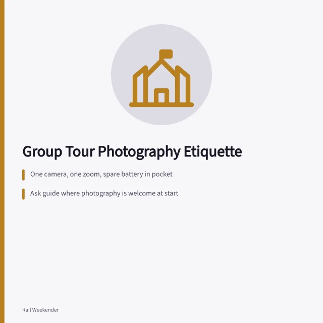 Group tour photography etiquette on a railway platform with a waiting coach. Group tour photography: working within someone else's schedule and etiquette