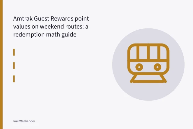 Amtrak train at a station platform with doors open for boarding. Amtrak Guest Rewards point values on weekend routes: a redemption math guide