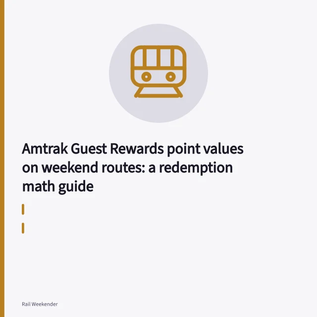 Amtrak train at a station platform with doors open for boarding. Amtrak Guest Rewards point values on weekend routes: a redemption math guide