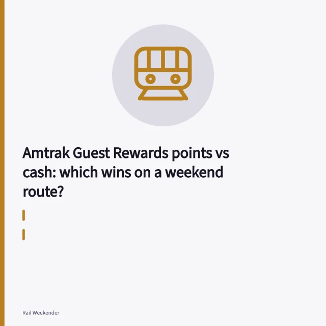 Amtrak Pacific Surfliner train waiting at a station platform. Amtrak Guest Rewards points vs cash: which wins on a weekend route?