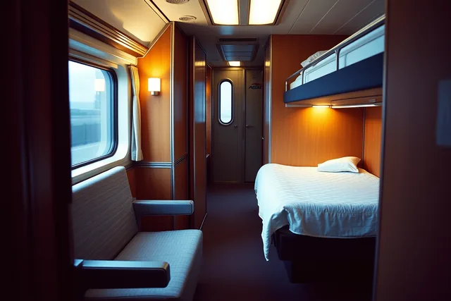 Amtrak Superliner roomette with two facing seats and fold-down bunk. Roomette vs Bedroom on Amtrak: Which Makes a Better Weekend?