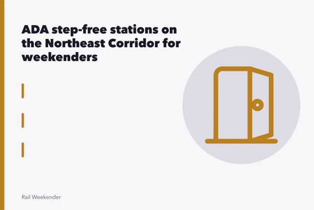 Bridge plate spanning platform gap to Amtrak train car door. ADA step-free stations on the Northeast Corridor for weekenders