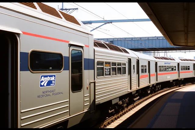 Amtrak Northeast Regional train at a station platform. 3 ways Amtrak Guest Rewards points price out on weekend routes
