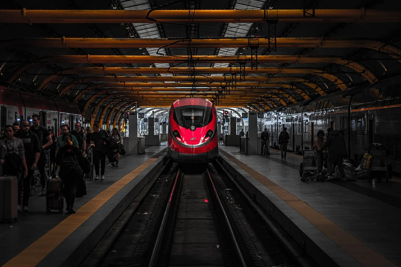 railway, train station, train, passenger, travel, skill, civilization, rail, transportation, red, train station, train, train, train, train, train. Car-free booking questions for U.S. rail weekends