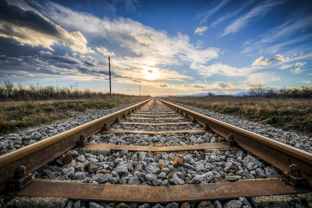 railway, rocks, sunset, sun, sunlight, track, rail, nature, rail track, railway track, rust, rusted, abandoned, railroad track, evening atmosphere, landscape, countryside
