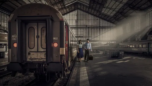 train station, couple, traveling, railway, travelers, train station, couple, couple, couple, couple, couple, traveling