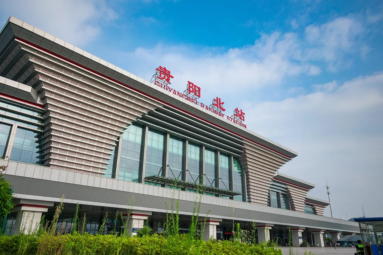 china, guizhou, guiyang, guiyang north railway station, guiyang high-speed railway station, train station, the ticket office, the ticket building, striped building. What a rail fare structure means for a weekend budget