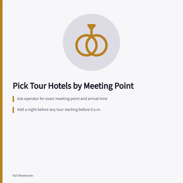 Tour hotel choice based on meeting point distance and departure time. Do meeting points matter more than star ratings when picking a tour hotel?